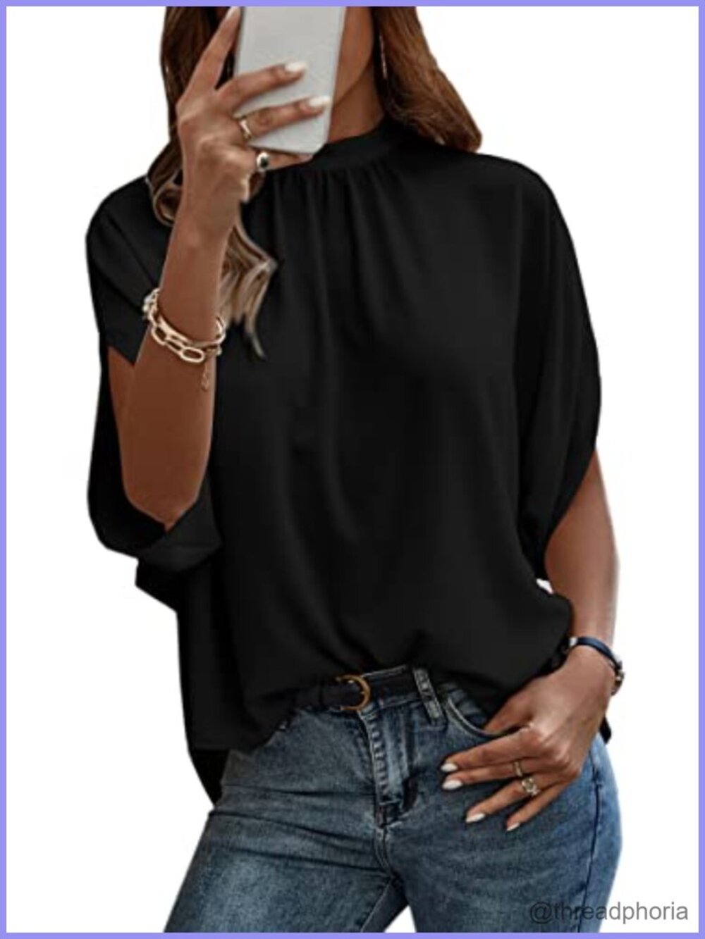 Womens Short Sleeve Tunic Top Self Tie Loose Fit Batwing Sleeve Casual